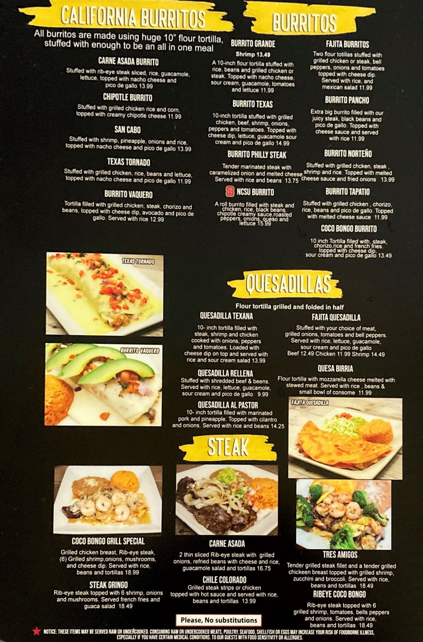 Menu - Coco Bongo Raleigh