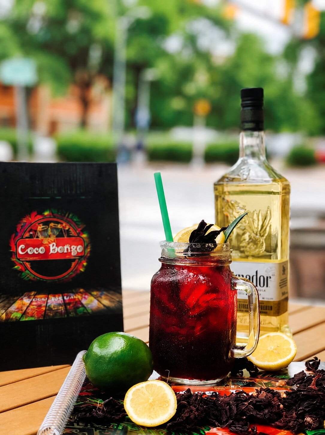Hibiscus cocktail with citrus at Coco Bongo